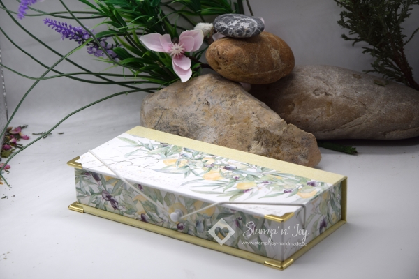Stifte-Schachtel mit Klappdeckel ca. 21x10x4cm | Zitronenkranz | zitronengelb | Art. Nr. 97040001